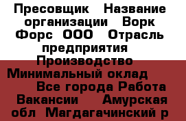 Пресовщик › Название организации ­ Ворк Форс, ООО › Отрасль предприятия ­ Производство › Минимальный оклад ­ 35 000 - Все города Работа » Вакансии   . Амурская обл.,Магдагачинский р-н